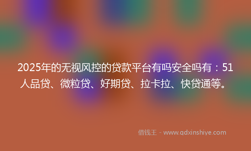 2025年的无视风控的贷款平台有吗安全吗有：51人品贷、微粒贷、好期贷、拉卡拉、快贷通等。