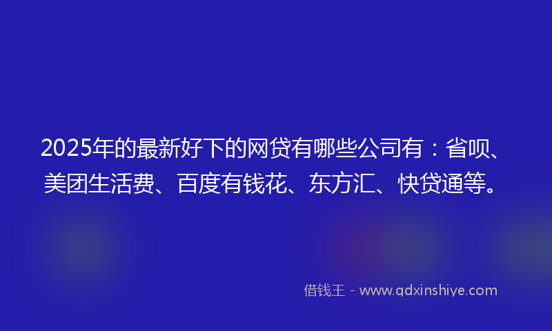 2025年的最新好下的网贷有哪些公司有：省呗、美团生活费、百度有钱花、东方汇、快贷通等。