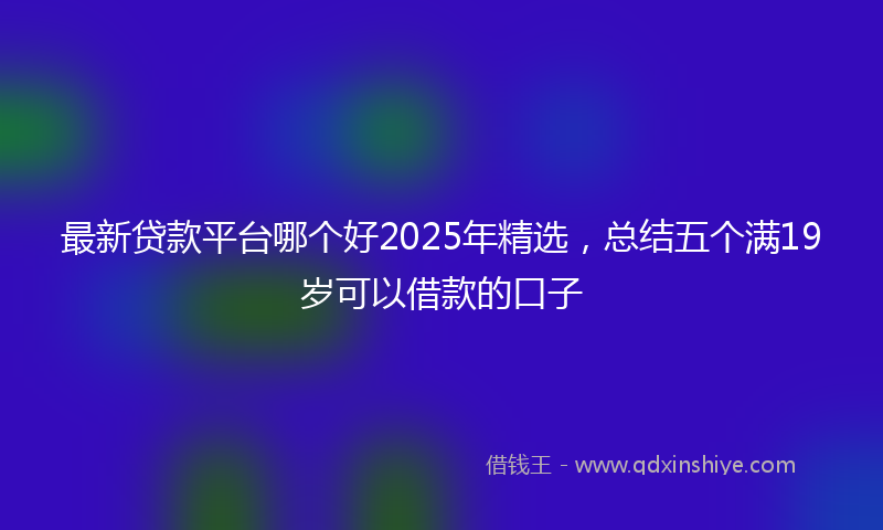 最新贷款平台哪个好2025年精选，总结五个满19岁可以借款的口子