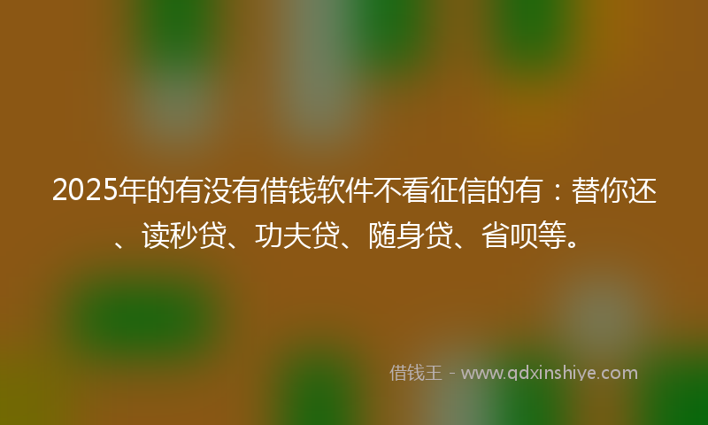 2025年的有没有借钱软件不看征信的有：替你还、读秒贷、功夫贷、随身贷、省呗等。