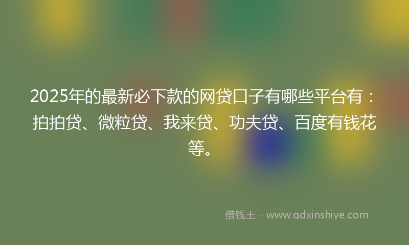 2025年的最新必下款的网贷口子有哪些平台有：拍拍贷、微粒贷、我来贷、功夫贷、百度有钱花等。