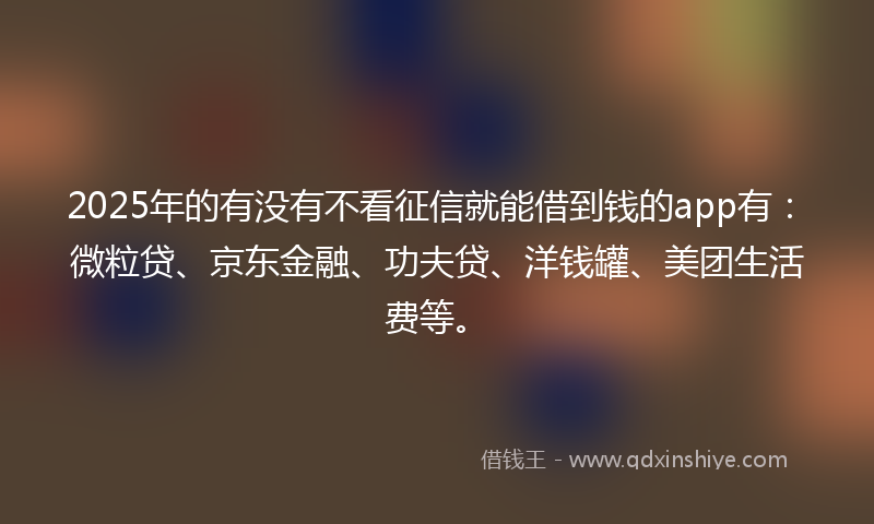 2025年的有没有不看征信就能借到钱的app有：微粒贷、京东金融、功夫贷、洋钱罐、美团生活费等。