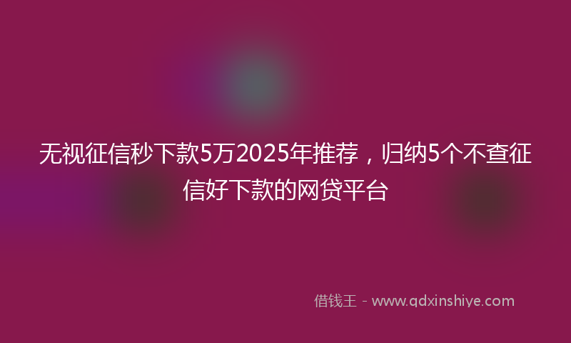 无视征信秒下款5万2025年推荐，归纳5个不查征信好下款的网贷平台
