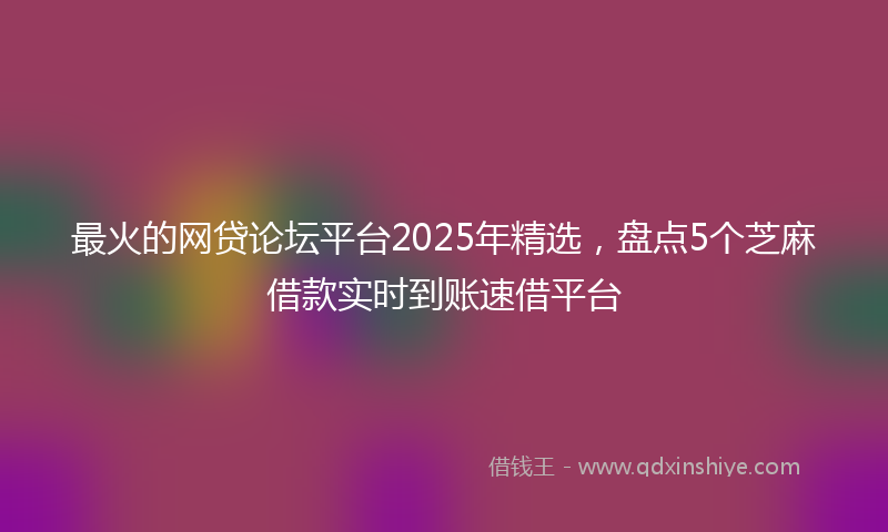 最火的网贷论坛平台2025年精选，盘点5个芝麻借款实时到账速借平台