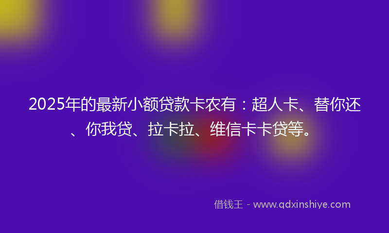 2025年的最新小额贷款卡农有：超人卡、替你还、你我贷、拉卡拉、维信卡卡贷等。