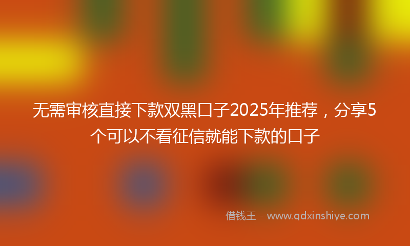 无需审核直接下款双黑口子2025年推荐，分享5个可以不看征信就能下款的口子