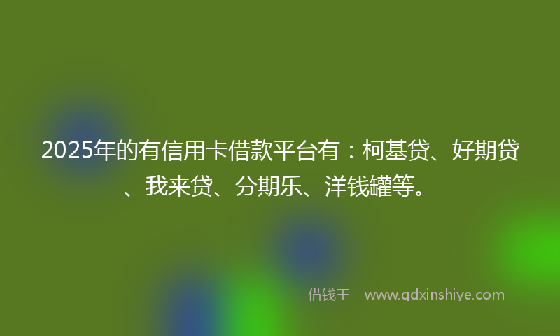 2025年的有信用卡借款平台有：柯基贷、好期贷、我来贷、分期乐、洋钱罐等。