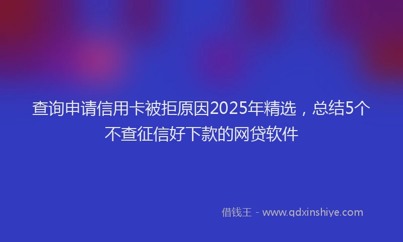 查询申请信用卡被拒原因2025年精选，总结5个不查征信好下款的网贷软件