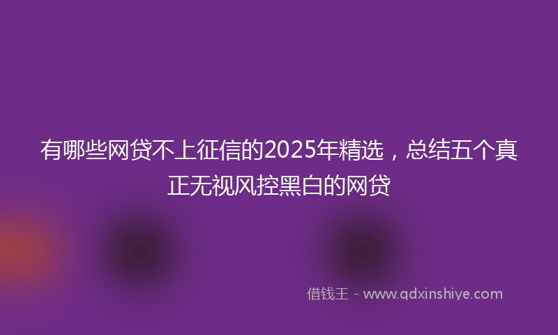 有哪些网贷不上征信的2025年精选，总结五个真正无视风控黑白的网贷