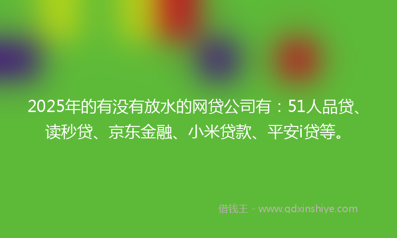 2025年的有没有放水的网贷公司有：51人品贷、读秒贷、京东金融、小米贷款、平安i贷等。
