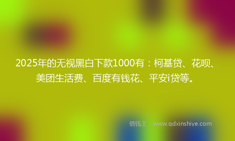 2025年的无视黑白下款1000有：柯基贷、花呗、美团生活费、百度有钱花、平安i贷等。