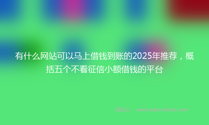 有什么网站可以马上借钱到账的2025年推荐，概括五个不看征信小额借钱的平台