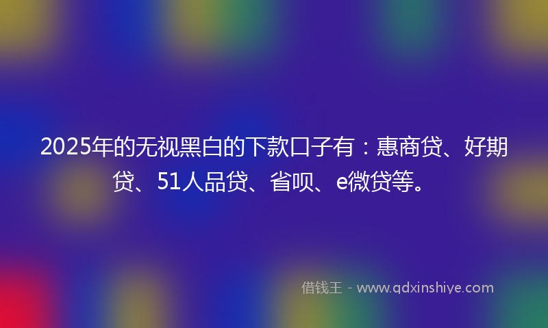 2025年的无视黑白的下款口子有：惠商贷、好期贷、51人品贷、省呗、e微贷等。