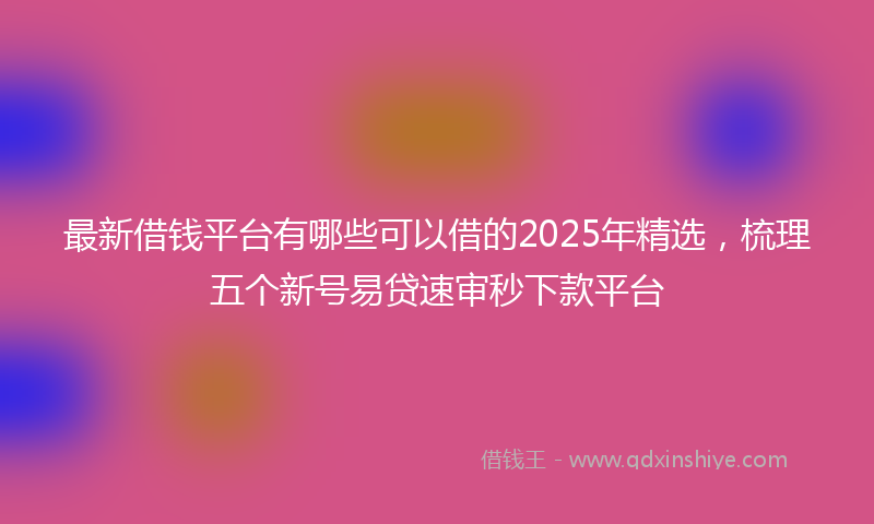 最新借钱平台有哪些可以借的2025年精选，梳理五个新号易贷速审秒下款平台