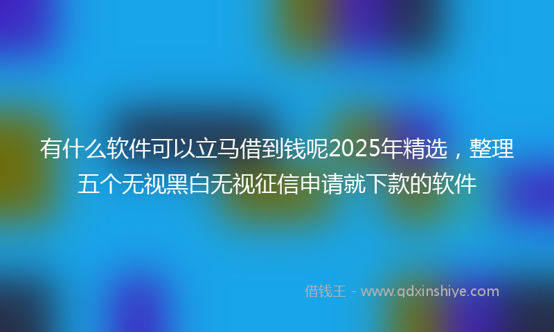 有什么软件可以立马借到钱呢2025年精选，整理五个无视黑白无视征信申请就下款的软件