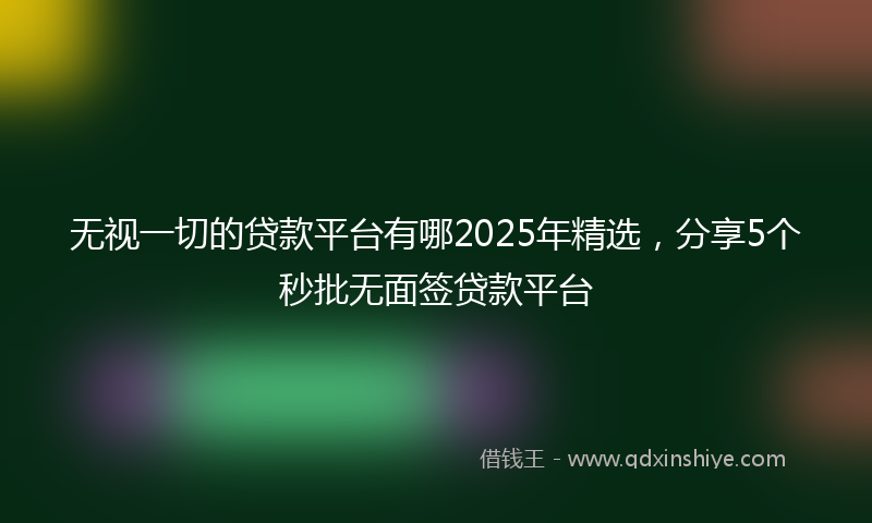 无视一切的贷款平台有哪2025年精选，分享5个秒批无面签贷款平台