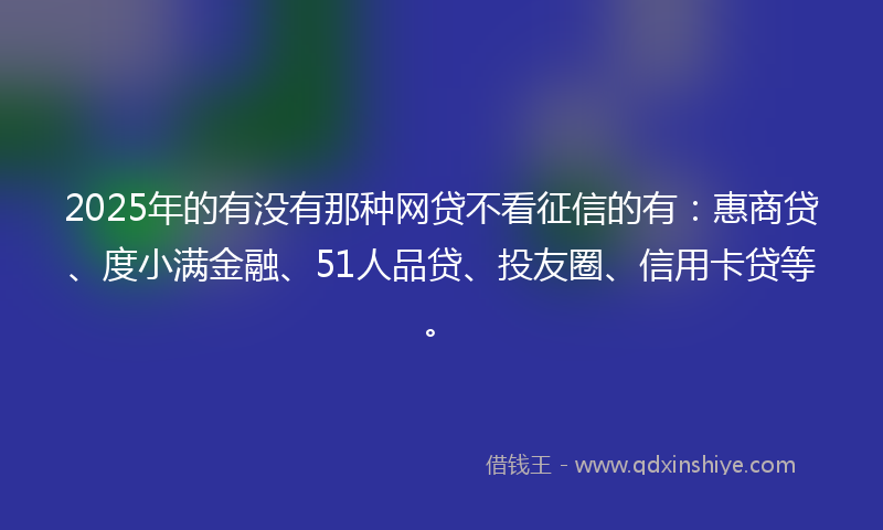 2025年的有没有那种网贷不看征信的有：惠商贷、度小满金融、51人品贷、投友圈、信用卡贷等。