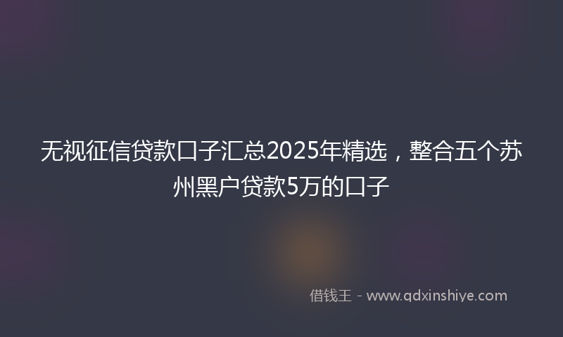 无视征信贷款口子汇总2025年精选，整合五个苏州黑户贷款5万的口子