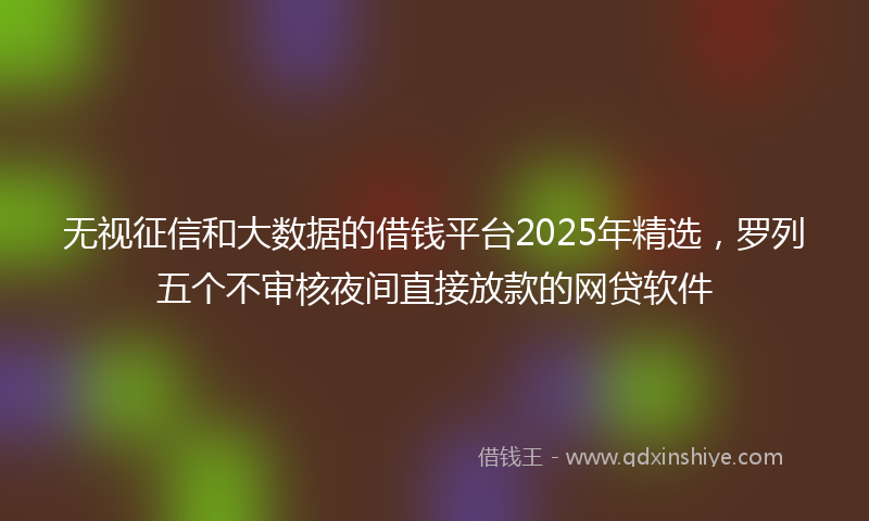 无视征信和大数据的借钱平台2025年精选，罗列五个不审核夜间直接放款的网贷软件