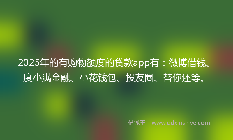 2025年的有购物额度的贷款app有：微博借钱、度小满金融、小花钱包、投友圈、替你还等。