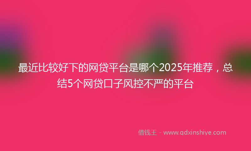 最近比较好下的网贷平台是哪个2025年推荐，总结5个网贷口子风控不严的平台