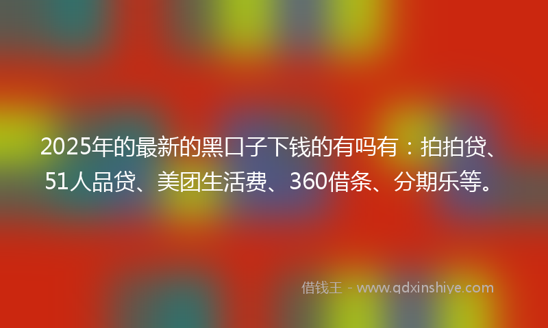 2025年的最新的黑口子下钱的有吗有：拍拍贷、51人品贷、美团生活费、360借条、分期乐等。