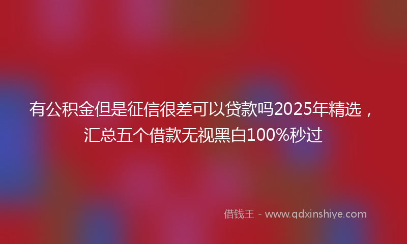 有公积金但是征信很差可以贷款吗2025年精选，汇总五个借款无视黑白100%秒过