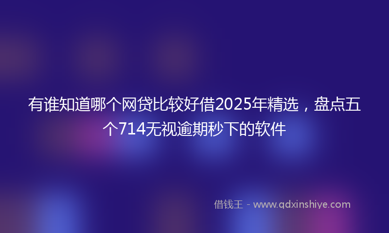 有谁知道哪个网贷比较好借2025年精选，盘点五个714无视逾期秒下的软件