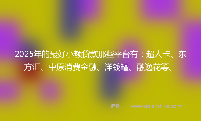 2025年的最好小额贷款那些平台有：超人卡、东方汇、中原消费金融、洋钱罐、融逸花等。