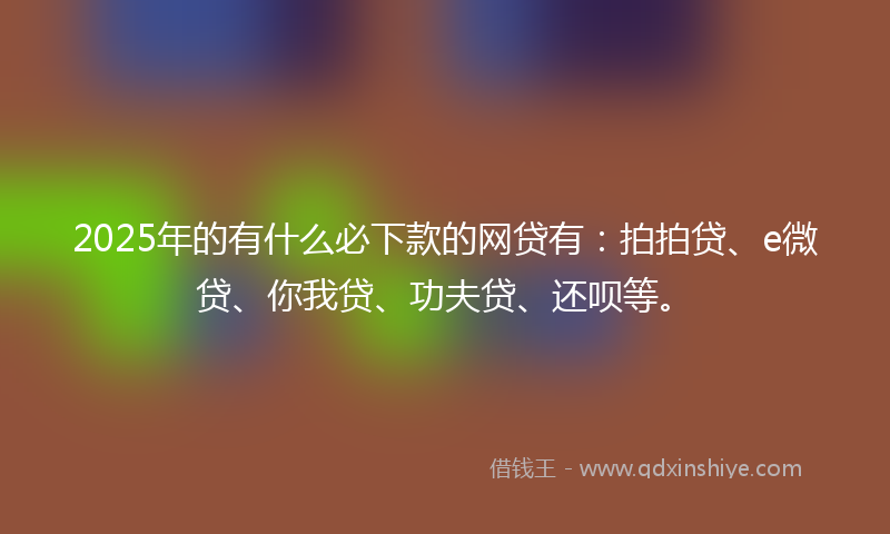 2025年的有什么必下款的网贷有：拍拍贷、e微贷、你我贷、功夫贷、还呗等。