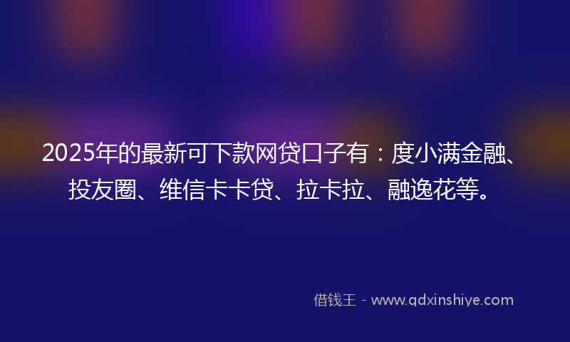 2025年的最新可下款网贷口子有：度小满金融、投友圈、维信卡卡贷、拉卡拉、融逸花等。