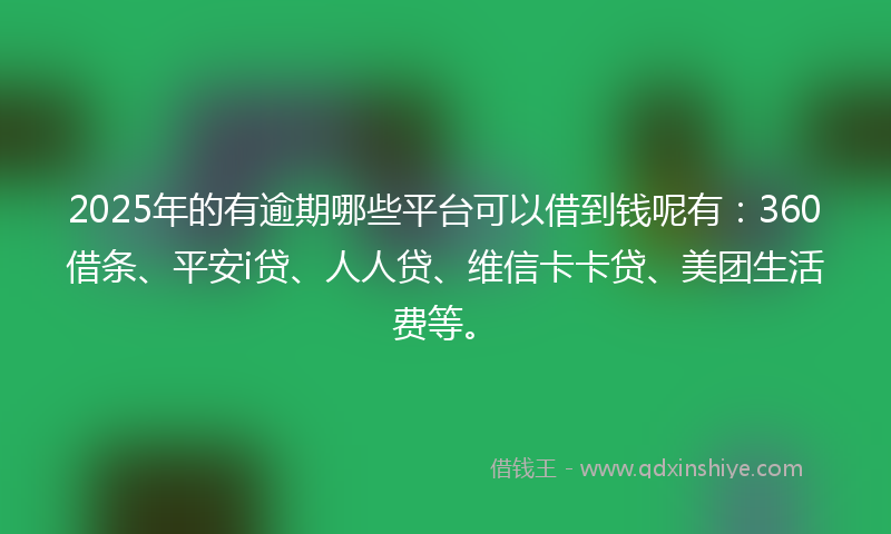 2025年的有逾期哪些平台可以借到钱呢有：360借条、平安i贷、人人贷、维信卡卡贷、美团生活费等。