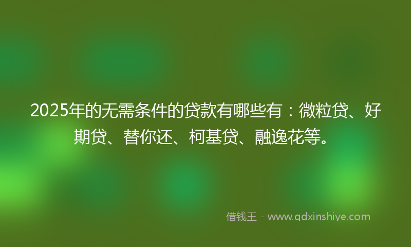 2025年的无需条件的贷款有哪些有：微粒贷、好期贷、替你还、柯基贷、融逸花等。