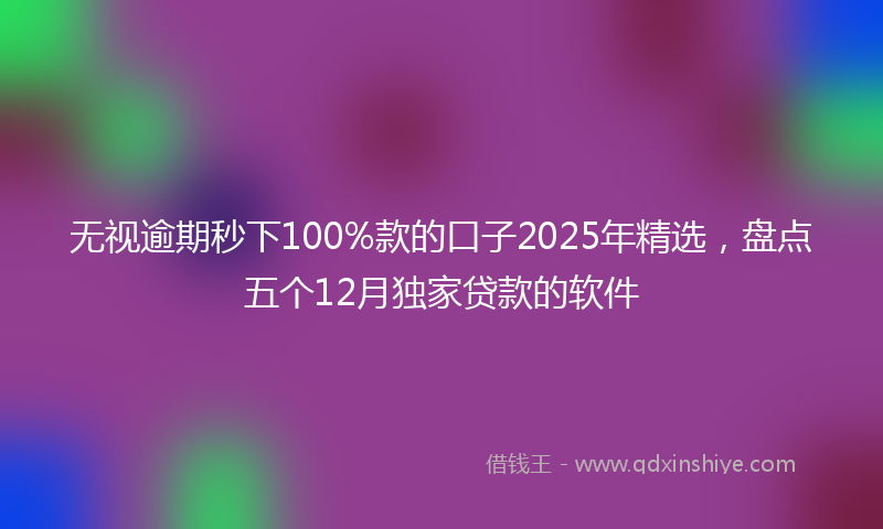 无视逾期秒下100%款的口子2025年精选，盘点五个12月独家贷款的软件