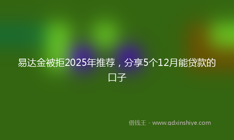 易达金被拒2025年推荐，分享5个12月能贷款的口子