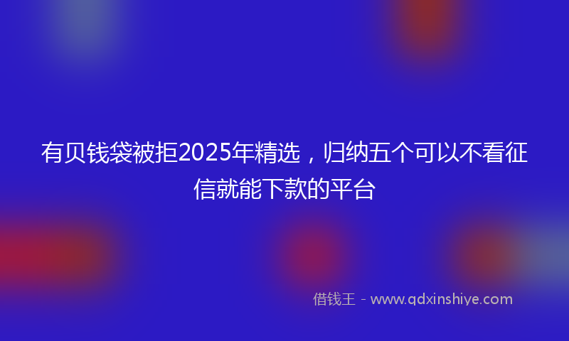 有贝钱袋被拒2025年精选，归纳五个可以不看征信就能下款的平台