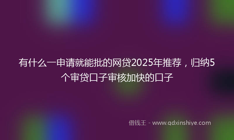 有什么一申请就能批的网贷2025年推荐，归纳5个审贷口子审核加快的口子