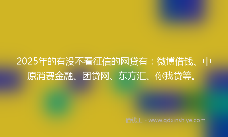 2025年的有没不看征信的网贷有：微博借钱、中原消费金融、团贷网、东方汇、你我贷等。