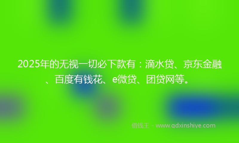 2025年的无视一切必下款有：滴水贷、京东金融、百度有钱花、e微贷、团贷网等。