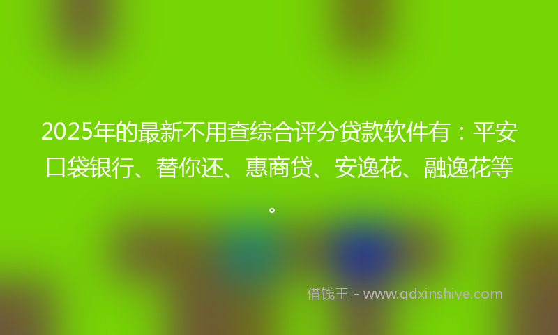 2025年的最新不用查综合评分贷款软件有：平安口袋银行、替你还、惠商贷、安逸花、融逸花等。