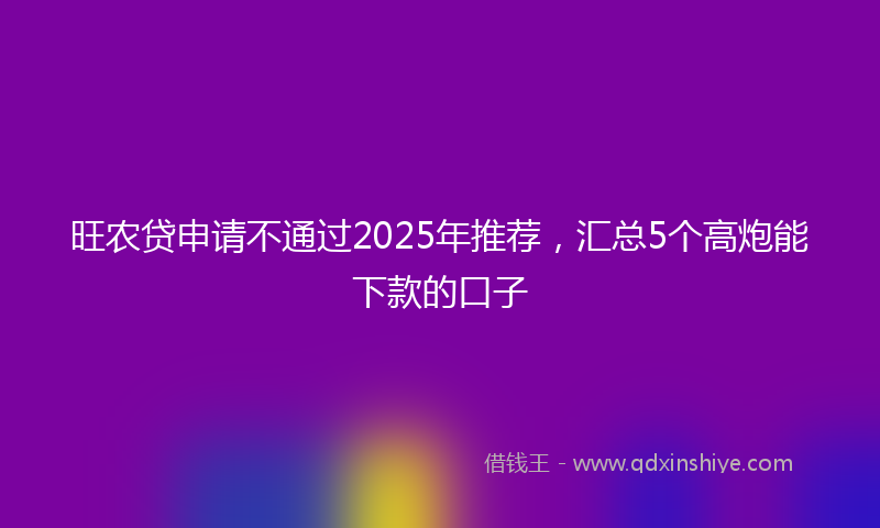 旺农贷申请不通过2025年推荐，汇总5个高炮能下款的口子