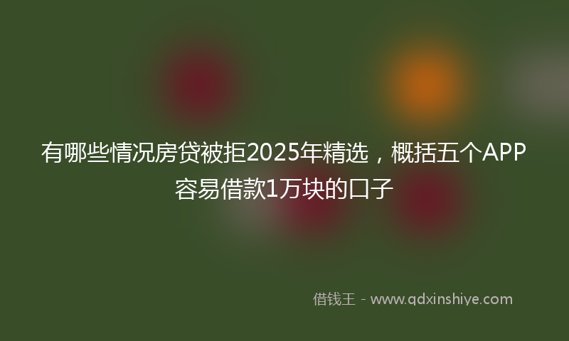 有哪些情况房贷被拒2025年精选，概括五个APP容易借款1万块的口子