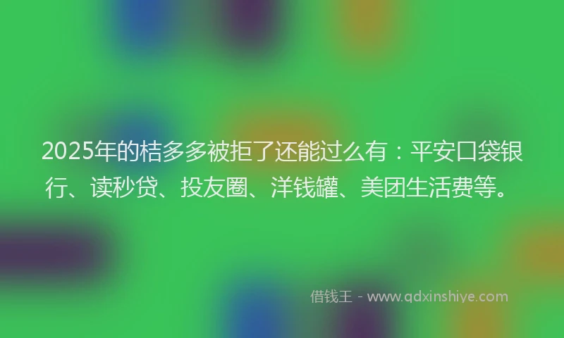 2025年的桔多多被拒了还能过么有：平安口袋银行、读秒贷、投友圈、洋钱罐、美团生活费等。