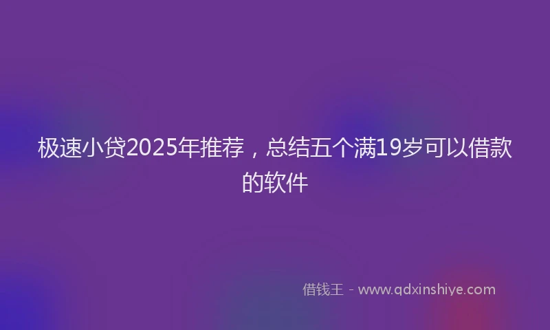 极速小贷2025年推荐，总结五个满19岁可以借款的软件