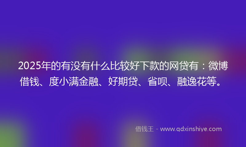 2025年的有没有什么比较好下款的网贷有：微博借钱、度小满金融、好期贷、省呗、融逸花等。