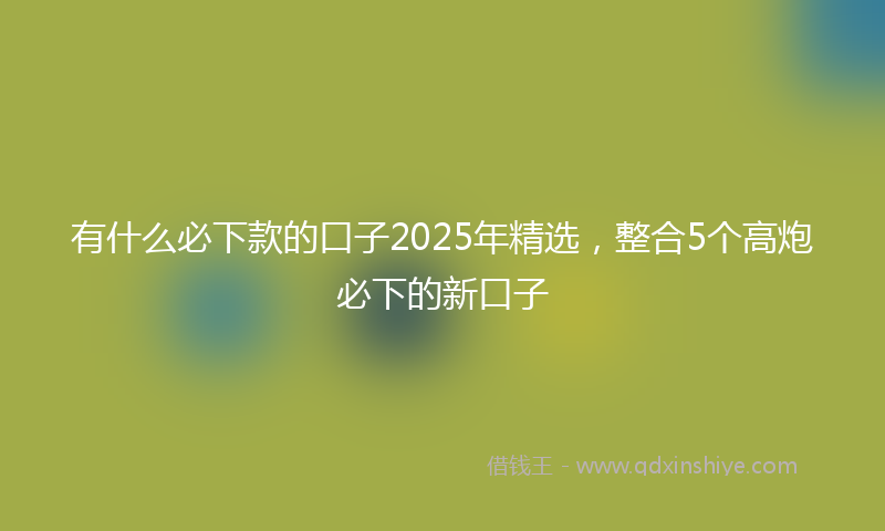 有什么必下款的口子2025年精选，整合5个高炮必下的新口子