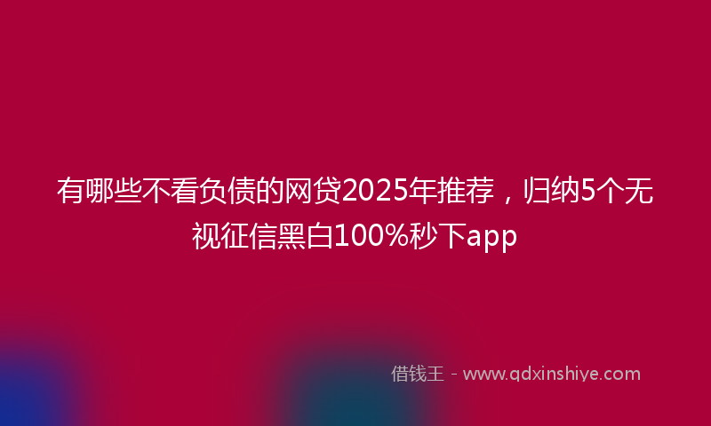有哪些不看负债的网贷2025年推荐，归纳5个无视征信黑白100%秒下app