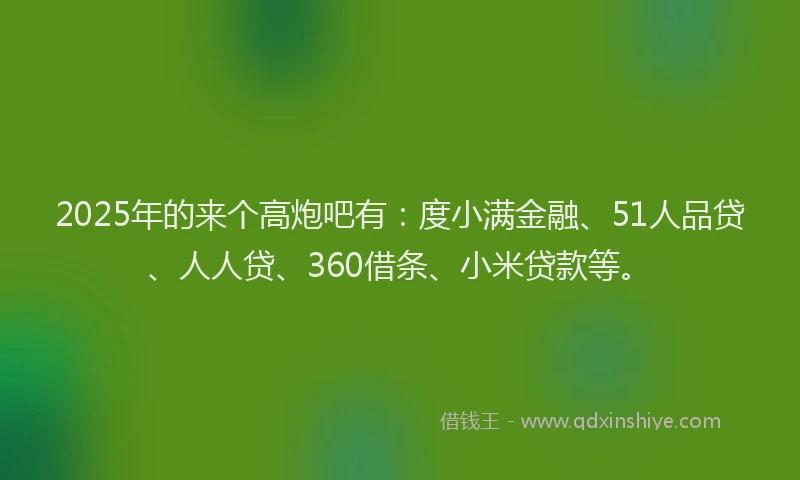 2025年的来个高炮吧有：度小满金融、51人品贷、人人贷、360借条、小米贷款等。