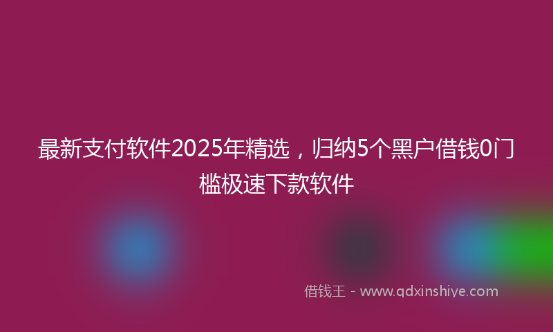 最新支付软件2025年精选，归纳5个黑户借钱0门槛极速下款软件