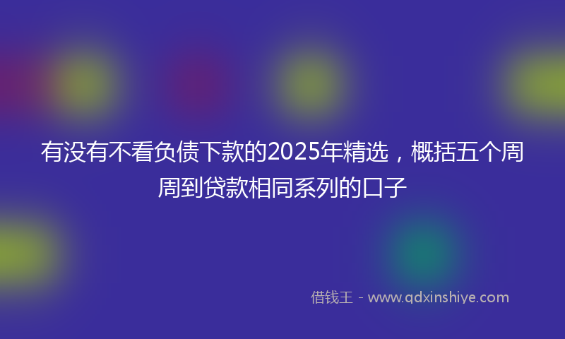 有没有不看负债下款的2025年精选，概括五个周周到贷款相同系列的口子